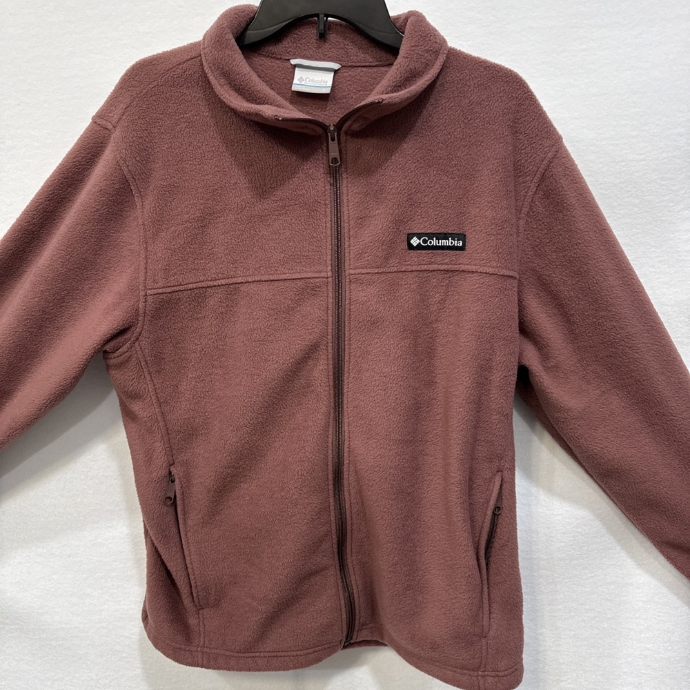 Columbia Men's Fleece Jacket L Full Zip Front Pockets Outdoor Hiking Light Burg